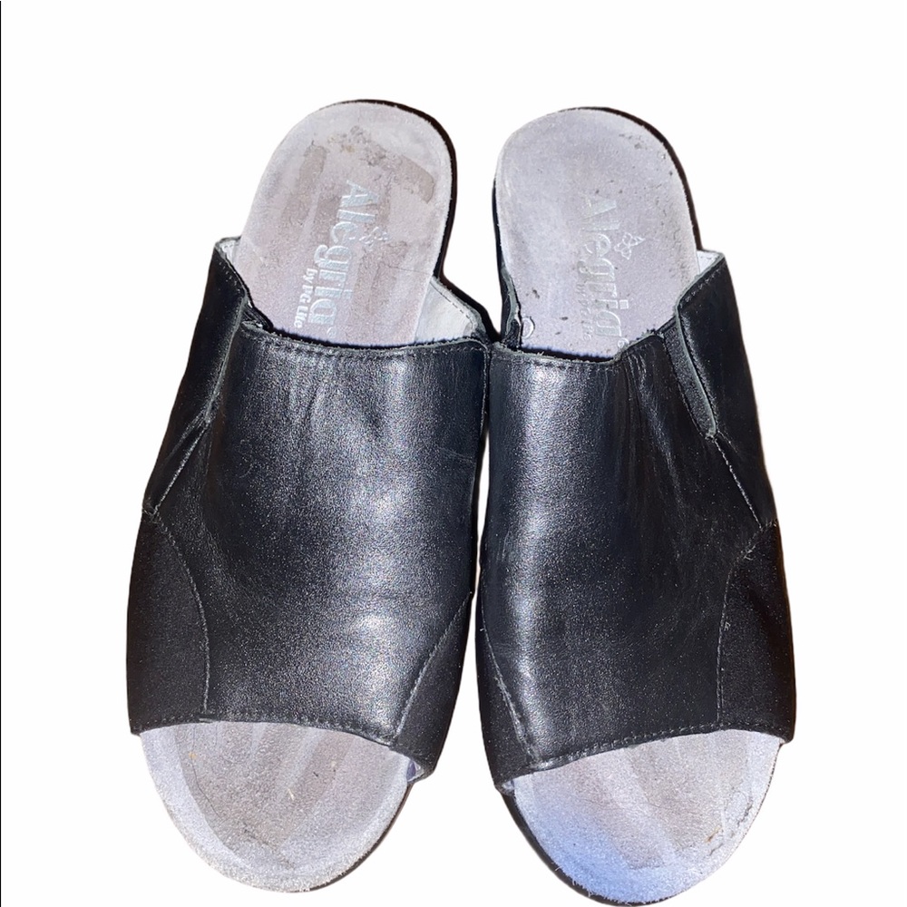 Alegria Black Leather Mules Size 7.5